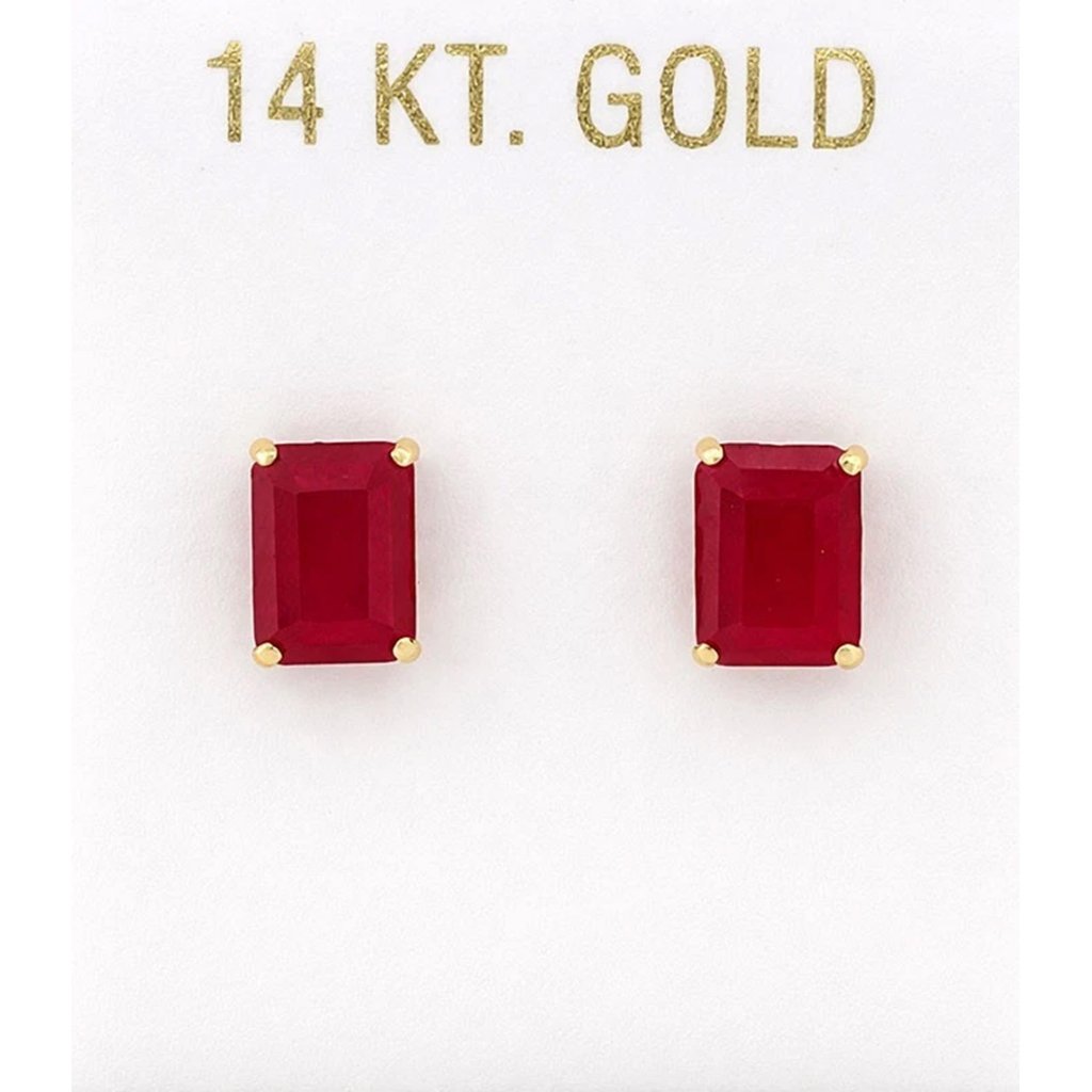 Genuine 2.30 Cts Ruby Stud Earrings 14k Yellow Gold